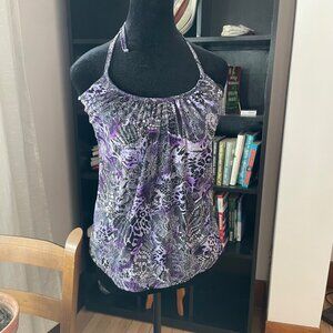 Y2K IZ Byer Purple Black Snakeskin Halter Top Blouse 90s Relaxed Fairy Size XS S